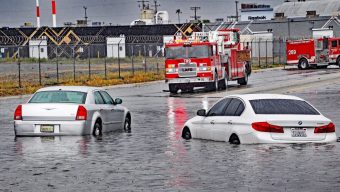 Firefighters rescue 2 stranded by floodwaters in North Hollywood